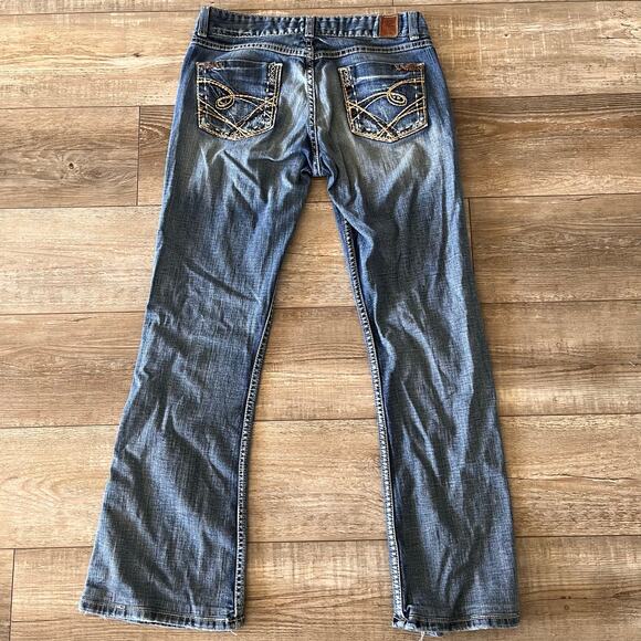 BKE Denim Culture Flare Jeans Women 30x33.5 (fits 30x30) Thick Stitch Embroidery - Picture 12 of 12